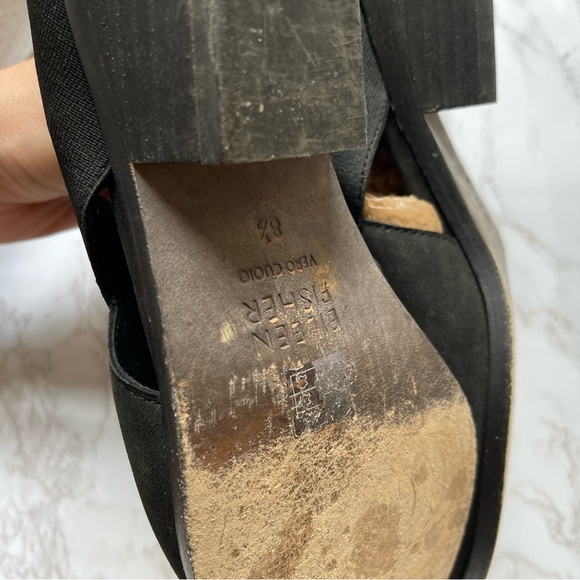 Eileen Fisher Perry Tumbled Nubuck Suede Black Booties Stacked Low Heel Size 8.5 - Picture 7 of 7